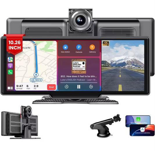Radio Pantalla Dash Cam CarPlay Android Auto Inalámbrico
